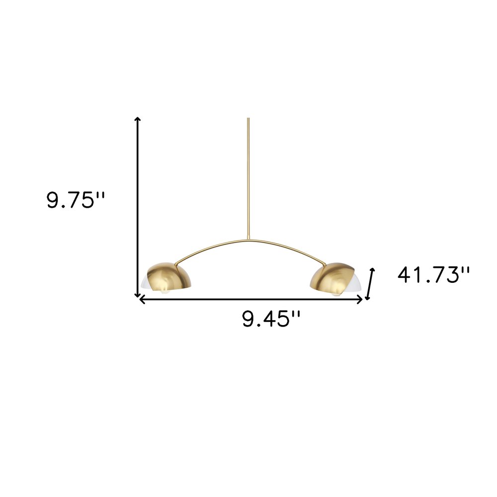 Brass Two Light Metal Dimmable Chandelier With White Shades