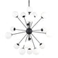 Black Eleven Light Frosted Metal and Glass Dimmable Chandelier With White Shades