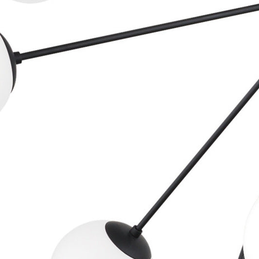 Black Eleven Light Frosted Metal and Glass Dimmable Chandelier With White Shades