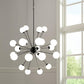 Black Eleven Light Frosted Metal and Glass Dimmable Chandelier With White Shades
