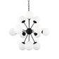 Black Sputnik Multi Light Frosted Metal and Glass Dimmable Chandelier With White Shades