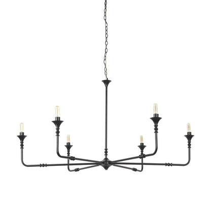 Black Candle Style Six Light Metal Dimmable Chandelier