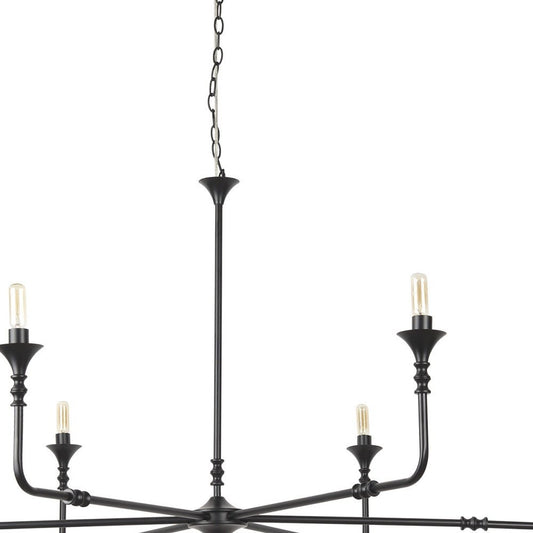 Black Candle Style Six Light Metal Dimmable Chandelier