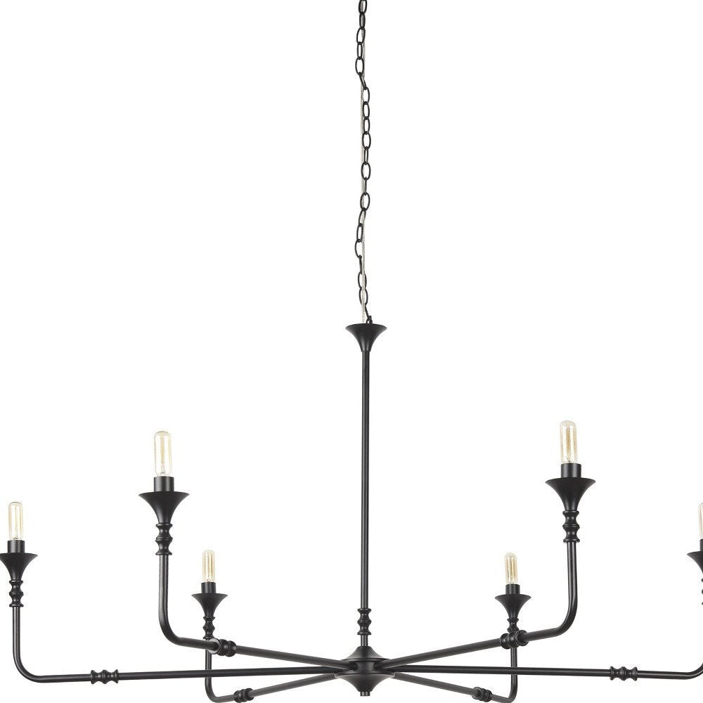 Black Candle Style Six Light Metal Dimmable Chandelier