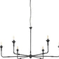 Black Candle Style Six Light Metal Dimmable Chandelier