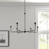 Black Candle Style Six Light Metal Dimmable Chandelier