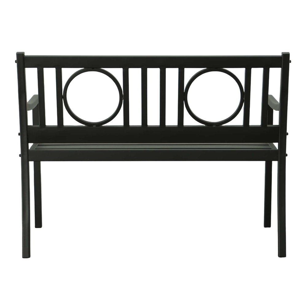 45" Black Metal Geometric Back Garden Patio Bench