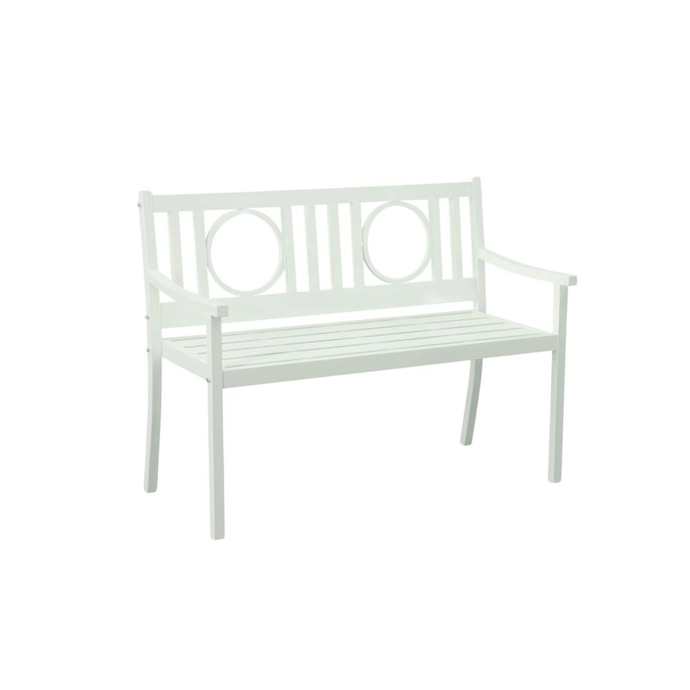 45" White Metal Garden Patio Bench