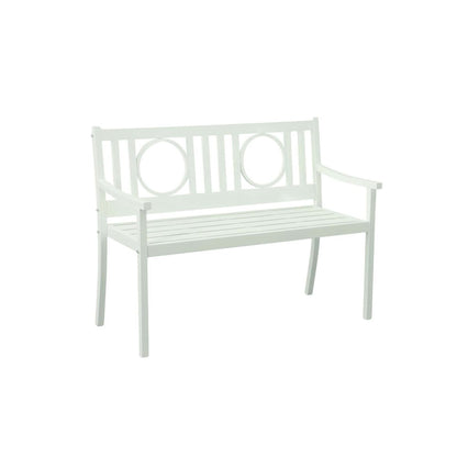 45" White Metal Garden Patio Bench