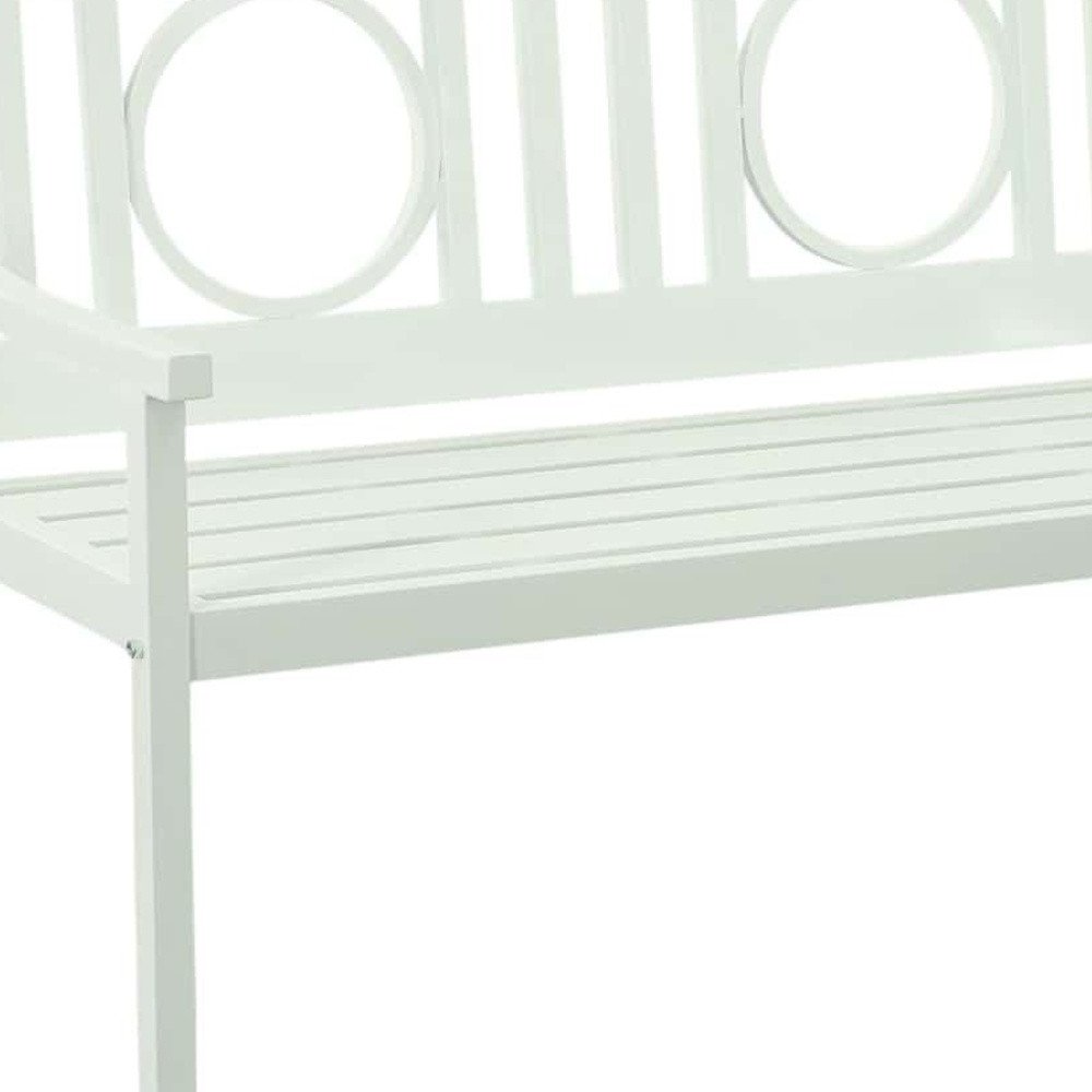 45" White Metal Garden Patio Bench
