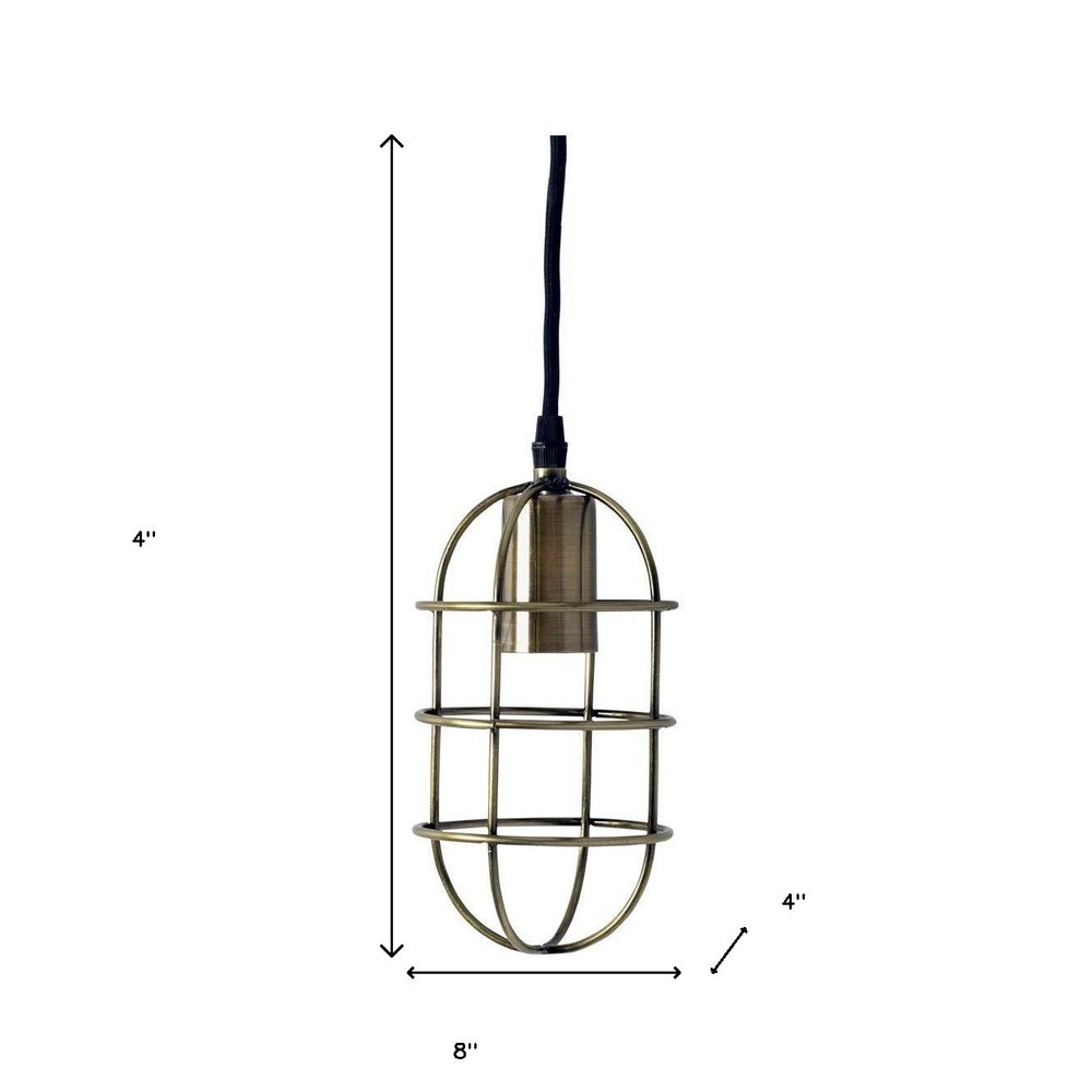 Gold Single Metal Dimmable Ceiling Light With Antiqued Brass Shades