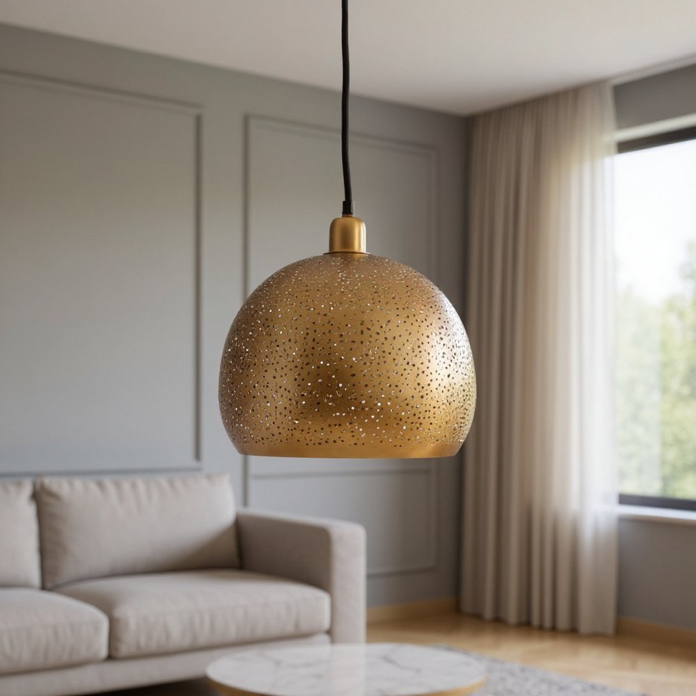 Gold Single Metal Dimmable Ceiling Light With Gold Shades