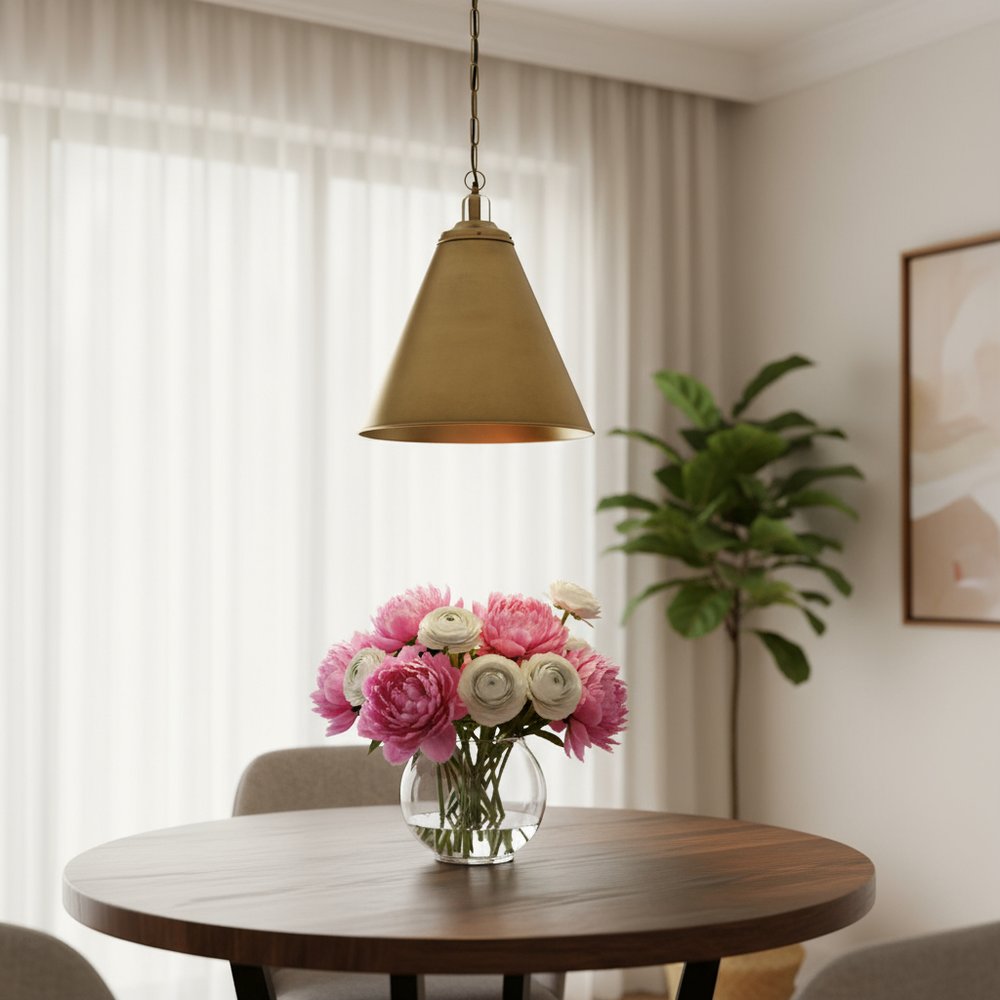 Gold Single Metal Dimmable Ceiling Light With Gold Shades