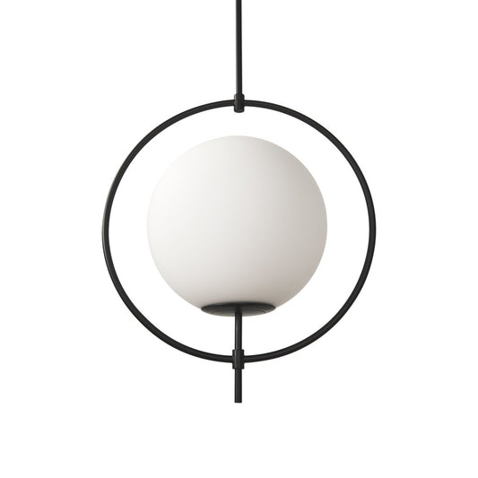 Black And White Single Metal Dimmable Ceiling Light With White Shades