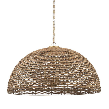 Brown Single Rattan Dimmable Ceiling Light With Brown Shades