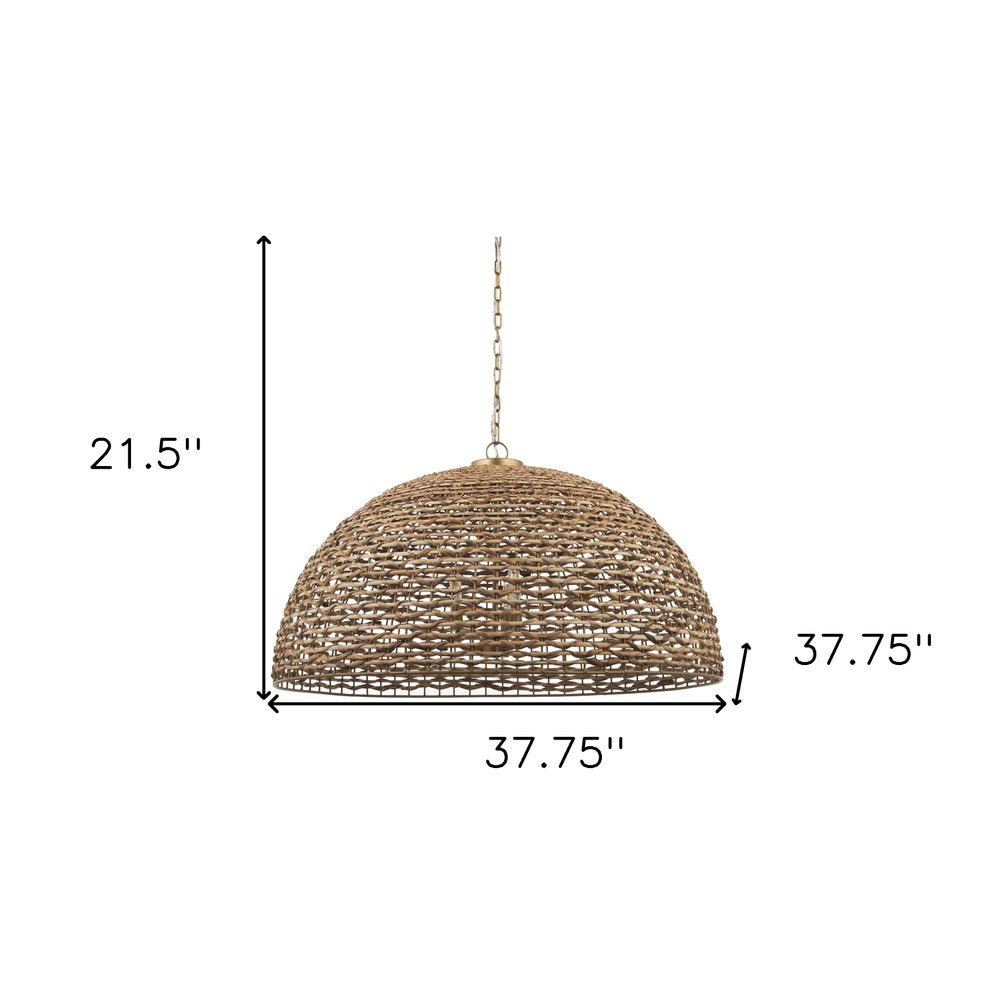 Brown Single Rattan Dimmable Ceiling Light With Brown Shades