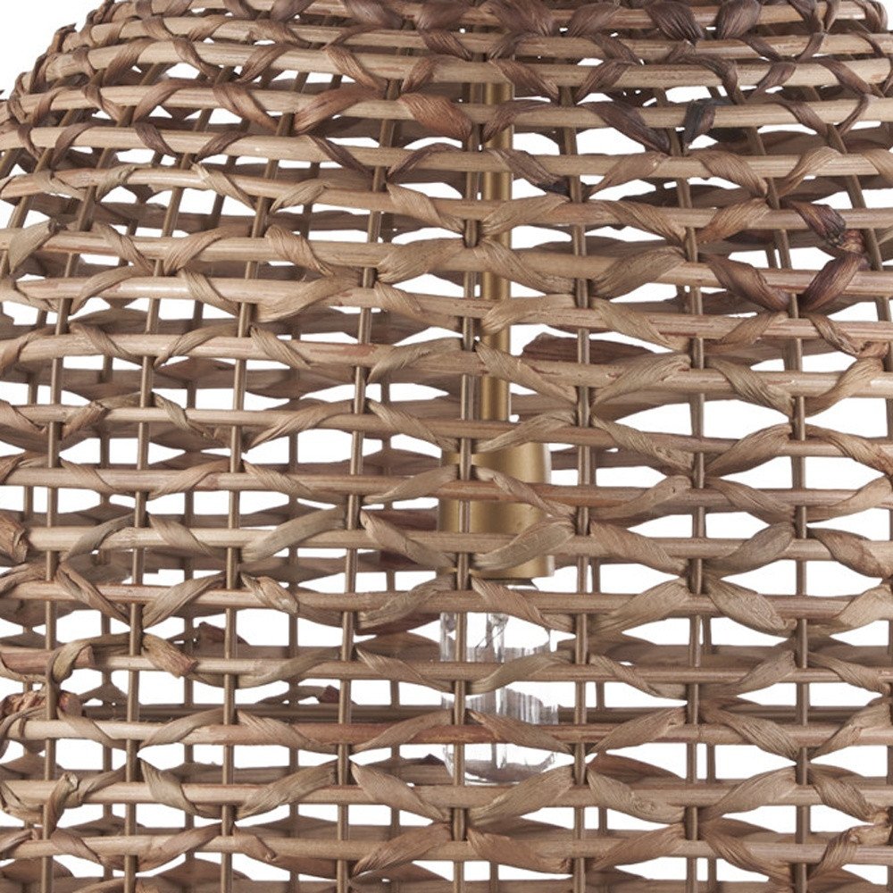 Brown Single Rattan Dimmable Ceiling Light With Brown Shades