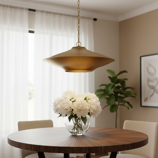 Gold Single Metal Dimmable Ceiling Light With Gold Shades