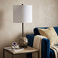25" Gray Round Bedside Lamp With Drum Shade