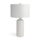 31" White Round Bedside Lamp With Drum Shade