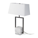 26" Gray Square Bedside Lamp With Shade