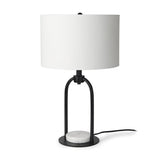 22" Black Round Bedside Lamp With Drum Shade