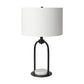 22" Black Round Bedside Lamp With Drum Shade