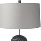29" Navy Blue Round Bedside Lamp With Drum Shade