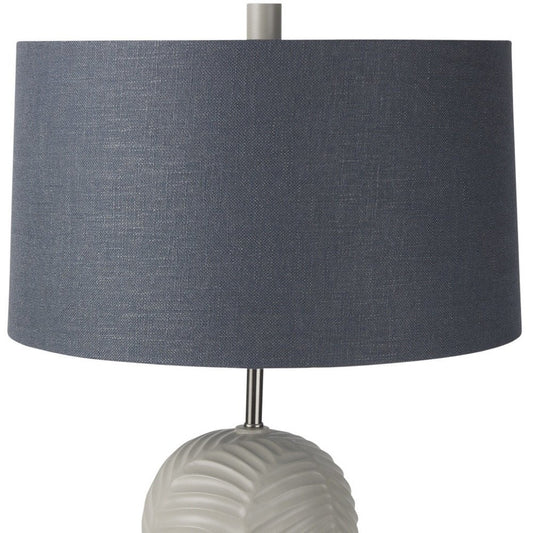29" Beige Round Bedside Lamp With Drum Shade