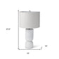 28" White Round Bedside Lamp With Drum Shade