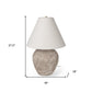 28" Beige Round Bedside Lamp With Drum Shade