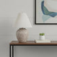 28" Beige Round Bedside Lamp With Drum Shade