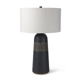 30" Black Round Bedside Lamp With Drum Shade
