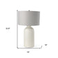 33" Cream Round Bedside Lamp With Drum Shade