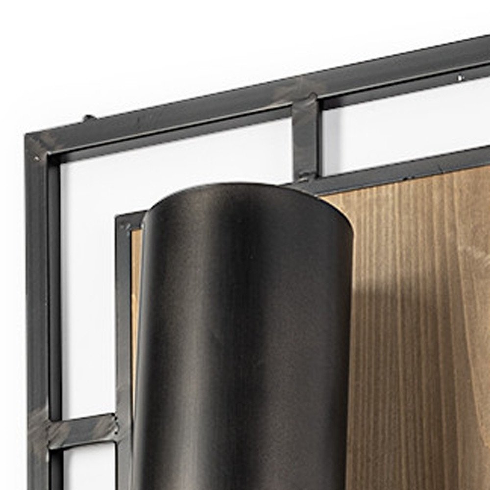 57" Black Metal Corner Wall Light