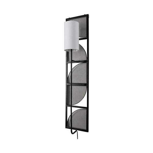 47" Black Metal and Fabric Wallchiere Sconce