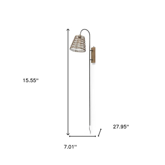 16" Brown Metal Corner Wall Light