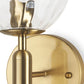 13" Gold Metal and Glass Corner Wall Light