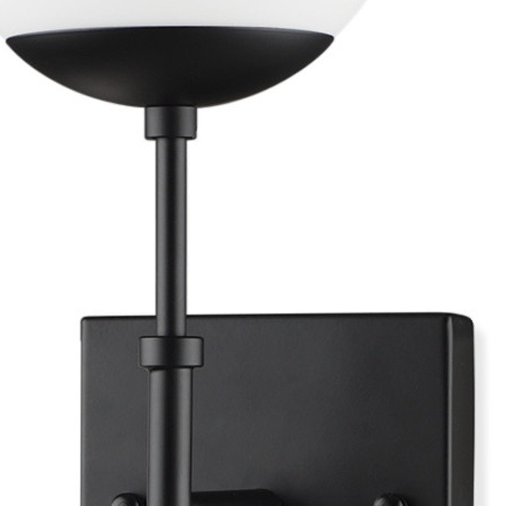 6" Black Metal and Glass Corner Wall Light