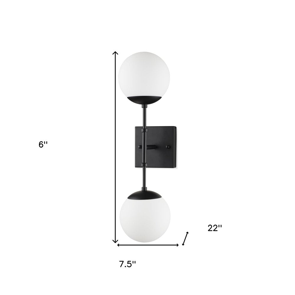 6" Black Metal and Glass Corner Wall Light