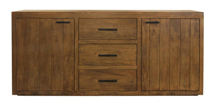 71" Chestnut Distressed Solid Wood Three Drawer Sideboard with Two Doors