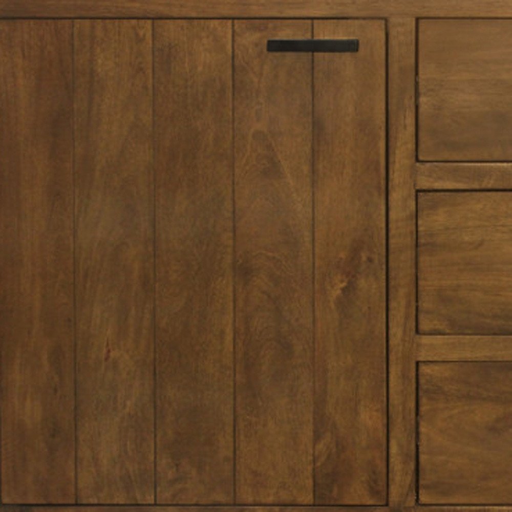 71" Chestnut Distressed Solid Wood Three Drawer Sideboard with Two Doors