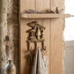 5" Antiqued Gold Cast Iron Mushroom Three Hook Wall Mount Coat Rack