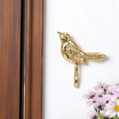 5" Gold Cast Iron Bird Wall Hook