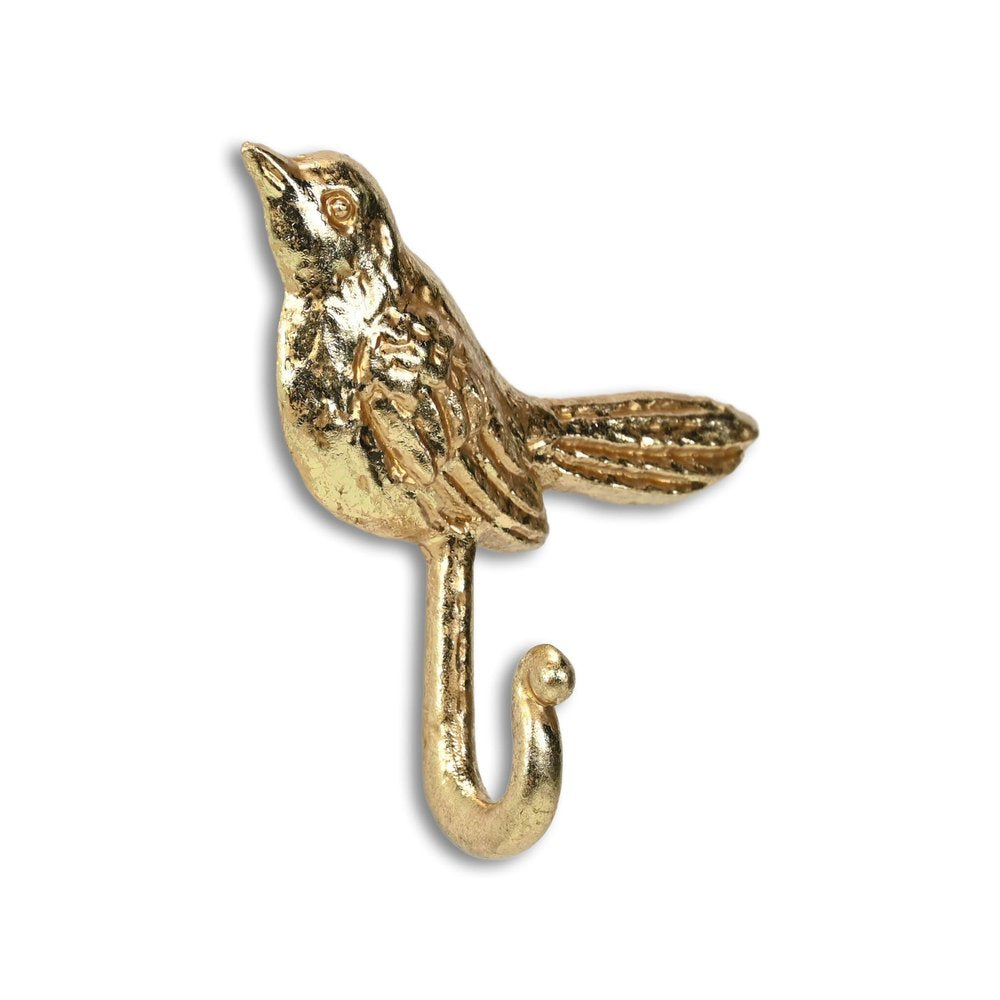 5" Gold Cast Iron Bird Wall Hook