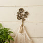 4" Antiqued Gold Cast Iron Flower Wall Hook