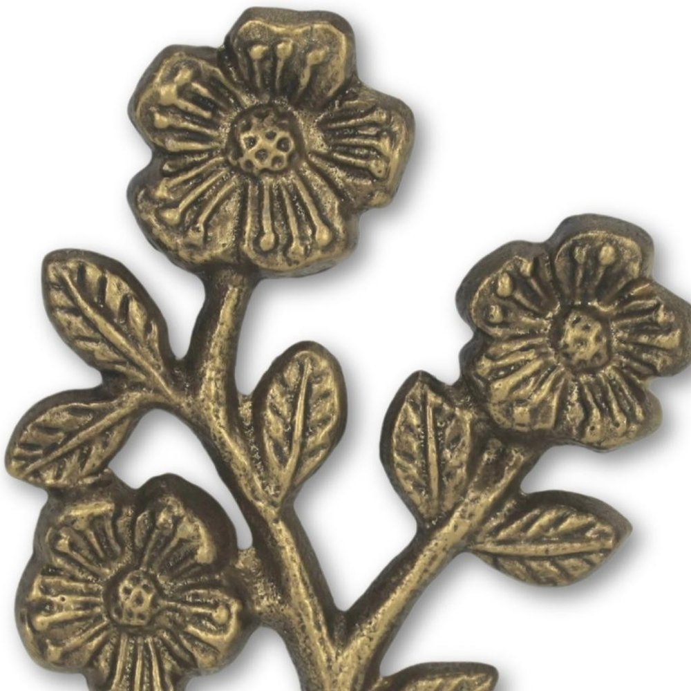 4" Antiqued Gold Cast Iron Flower Wall Hook