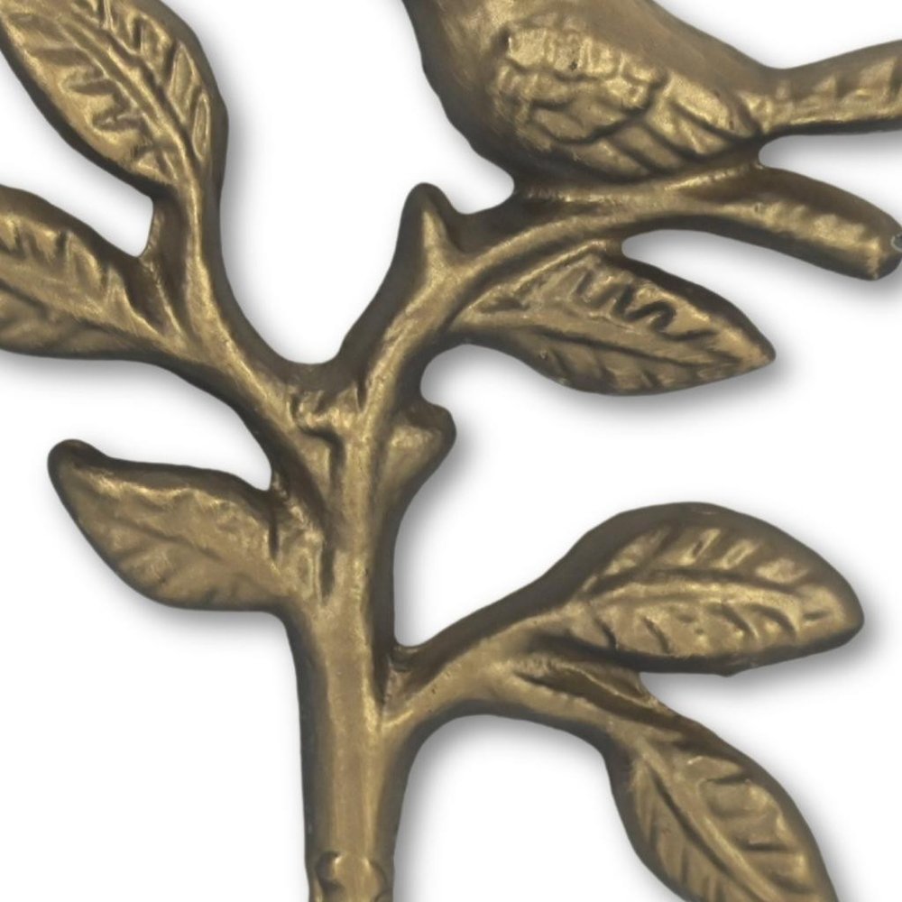 5" Antiqued Gold Cast Iron Bird Wall Hook