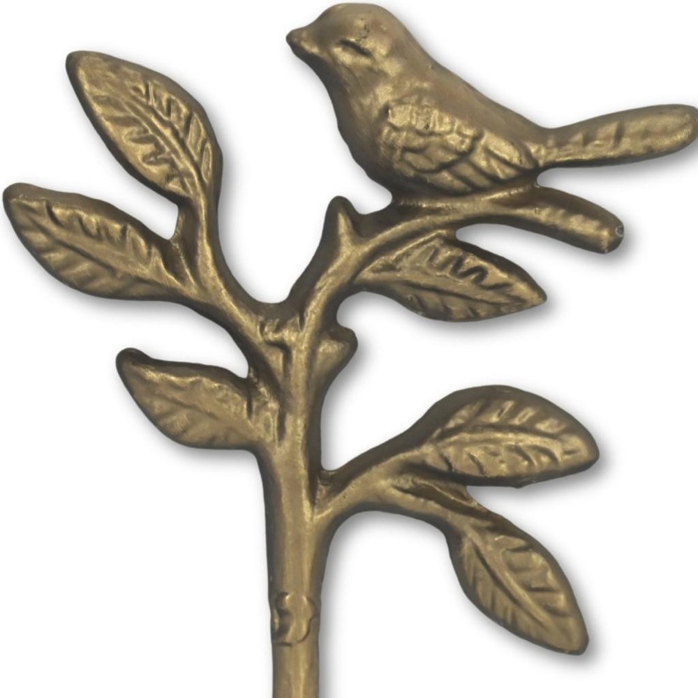 5" Antiqued Gold Cast Iron Bird Wall Hook