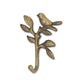 5" Antiqued Gold Cast Iron Bird Wall Hook